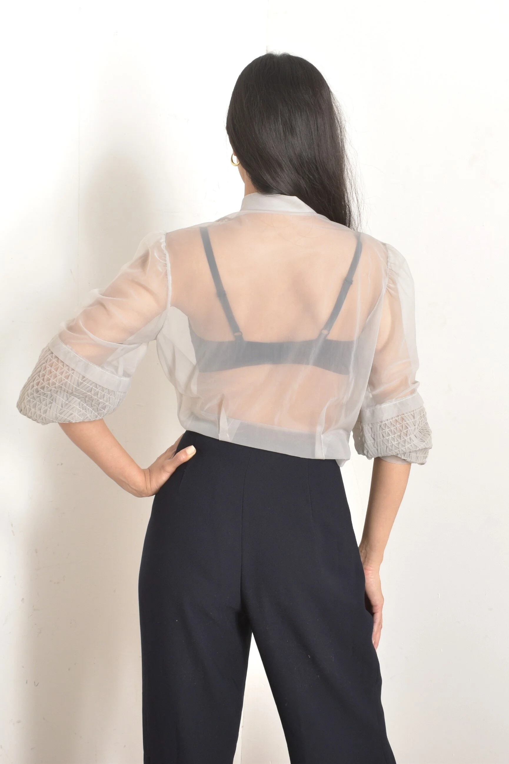 1950s Sheer Nylon Blouse-small — La Poubelle Vintage